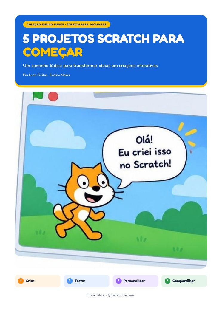 Capa do PDF 5 Projetos para começar no Scratch